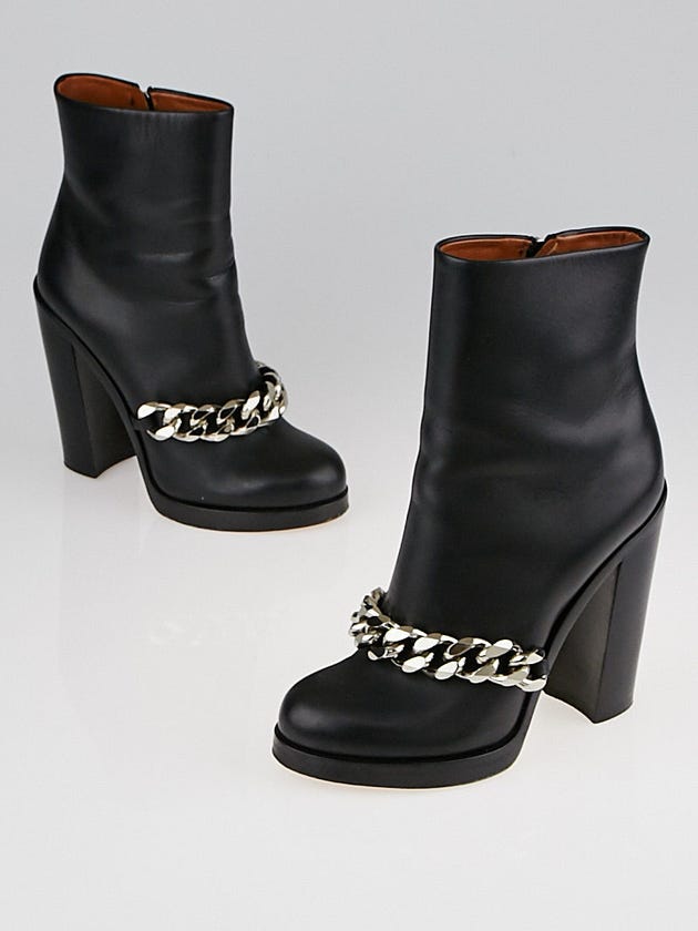Givenchy Black Leather Laura Chain Boots Size 8/38.5