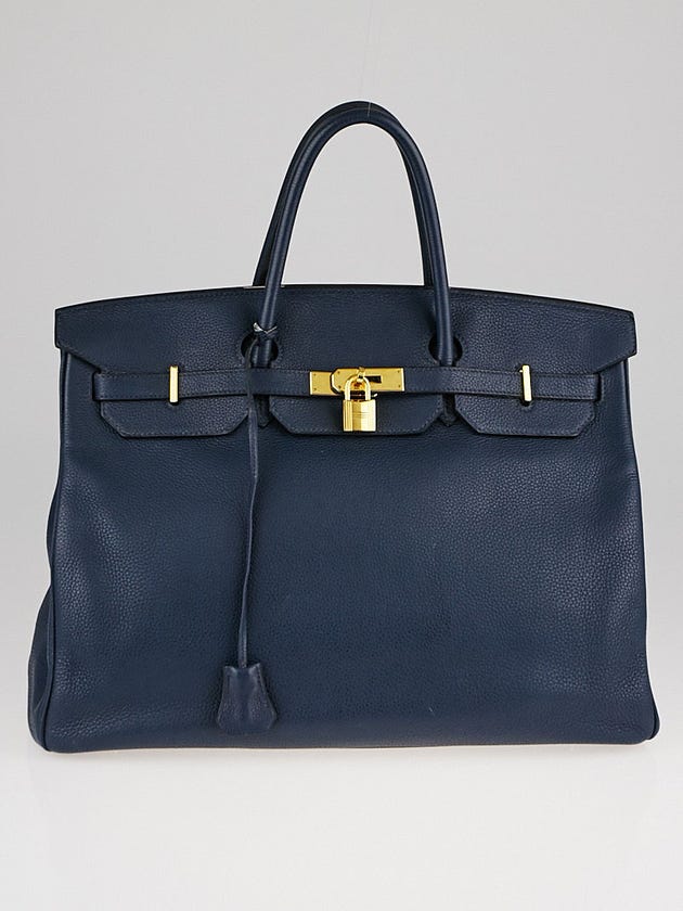Hermes 40cm Blue Obscure Togo Leather Gold Plated Birkin Bag