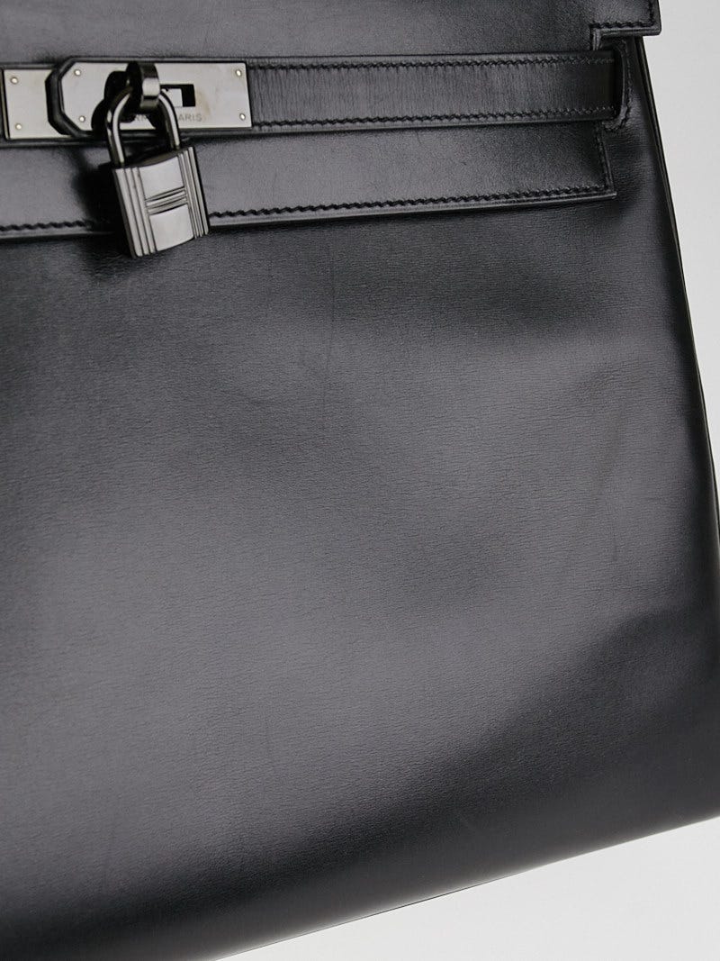 Hermes Black Swift Leather Gold Plated Kelly Cut Bag - Yoogi's Closet
