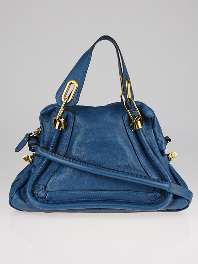 Chloe Blue Pebbled Leather Medium Paraty Bag