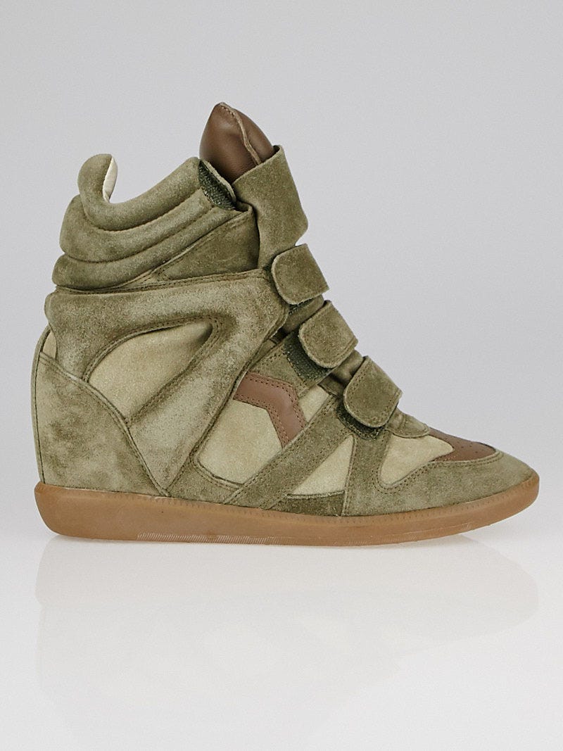 Isabel Marant Taupe Suede and Leather Bekett Over Basket Sneaker