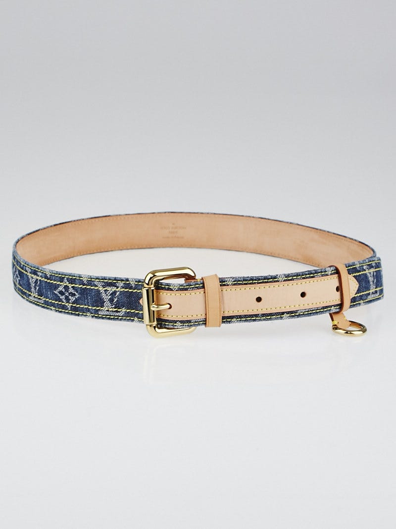 Louis Vuitton Blue Denim Monogram Denim Belt Size 90/36 - Yoogi's