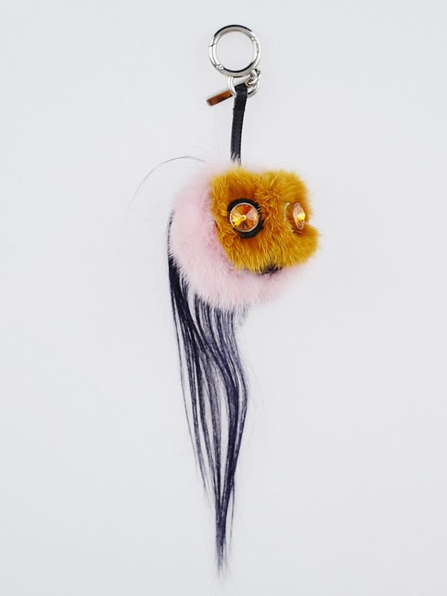 Fendi Pink Fur 'Marshmallow' Monster Bag Bugs Key Chain and Bag
