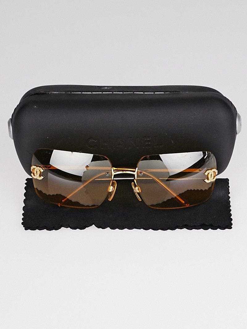 Chanel Goldtone Metal Frame and Tinted Crystal CC Sunglasses- 4017 -  Yoogi's Closet