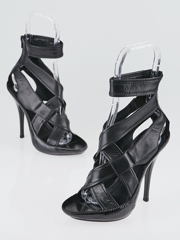 Givenchy Black Lambskin Leather Strappy Platform Sandals Size 7