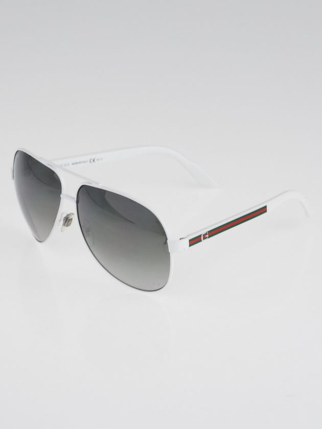 Gucci White Metal Frame Aviator Sunglasses - 1951