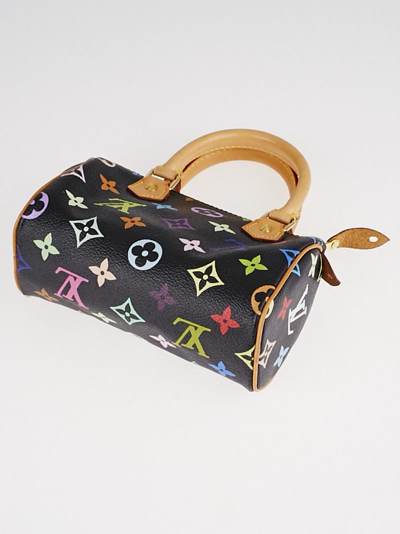 Louis Vuitton Vintage Mini Speedy Bag Black Monogram Multicolor