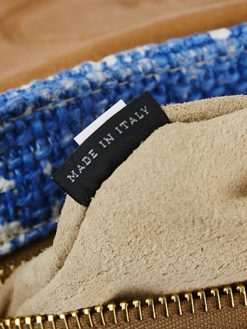 Prada Blue/White Tela Tweed Flap Shoulder Bag BR4659