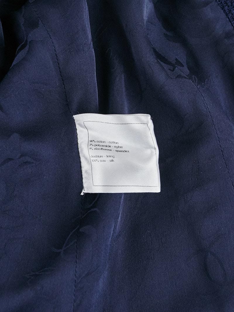 Chanel Navy Blue Textured Cotton Long Blazer Jacket Size 4/36 - Yoogi's  Closet