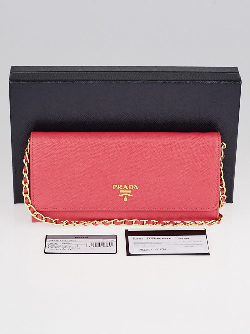 Prada Saffiano Wallet on a Chain, Pink (Peonia)  Prada wallet on chain,  Women handbags, Prada wallet