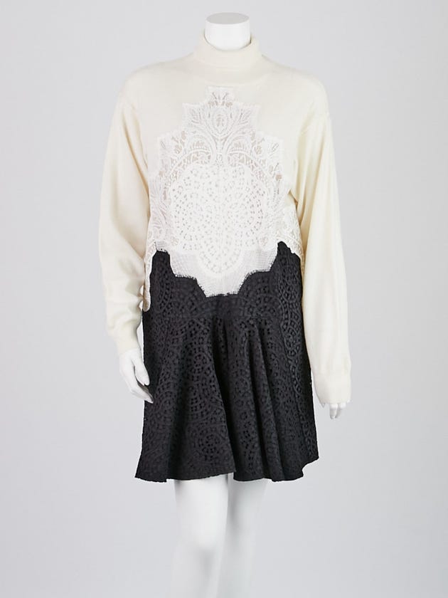 Stella McCartney White and Black Lace Turtleneck Dress Size 8/42