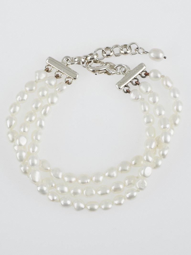 Louis Vuitton Designer Pearl Bracelet Silver - clothing