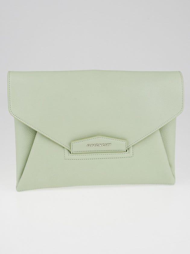 Givenchy Light Green Sugar Goatskin Leather Medium Envelope Clutch Bag