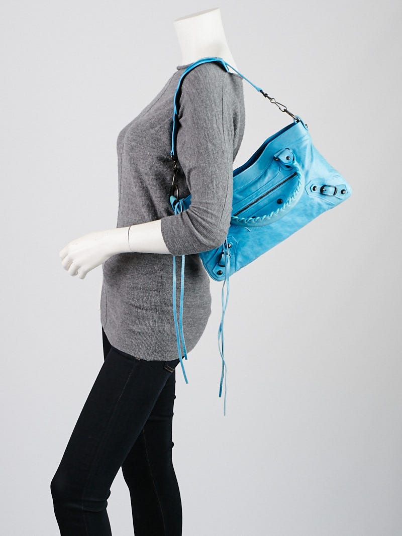 Balenciaga Turquoise Lambskin Leather Motorcycle First Bag