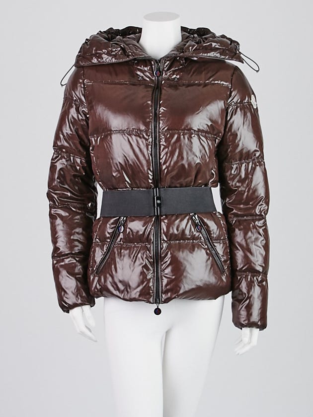 Moncler Brown Quilted Nylon Aliso Down Jacket Size 3/L
