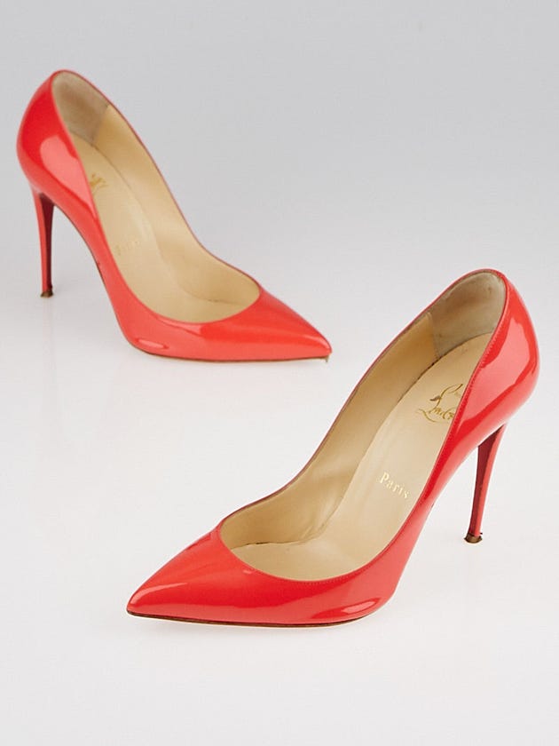 Christian Louboutin Poppy Patent Leather Pigalle Follies 100 Pumps Size 8.5/39