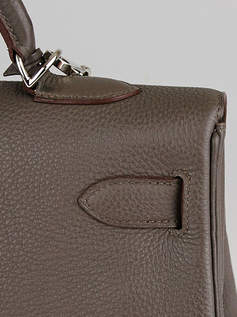 Hermès hermes kelly 40 Etain Togo Palladium Brown Leather ref.802994 - Joli  Closet