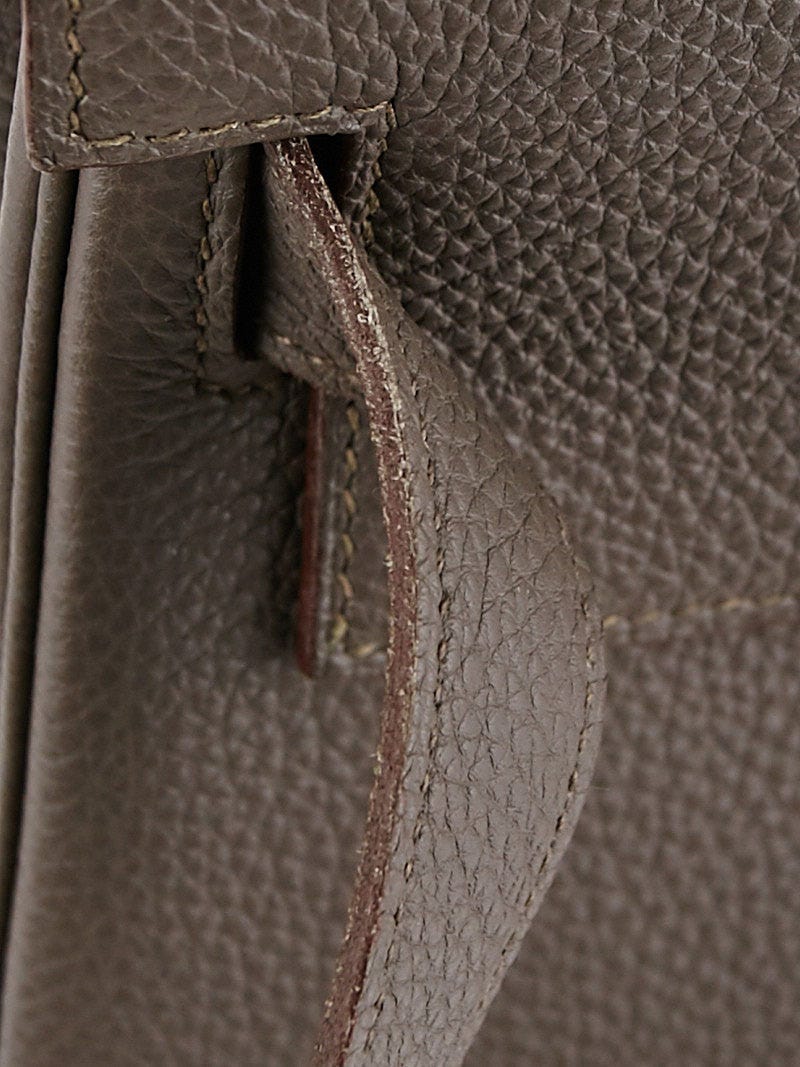Hermes 40cm Gris Tourterelle Togo Leather Palladium Plated Kelly Retourne  Bag - Yoogi's Closet