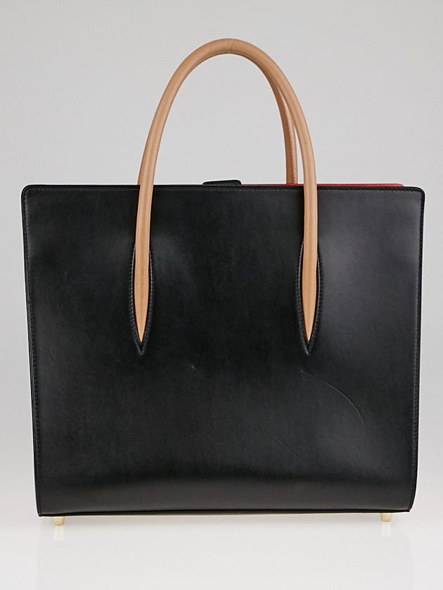 Christian Louboutin Black/Brown Calf and Patent Leather Paloma Medium Triple-Gusset Tote Bag