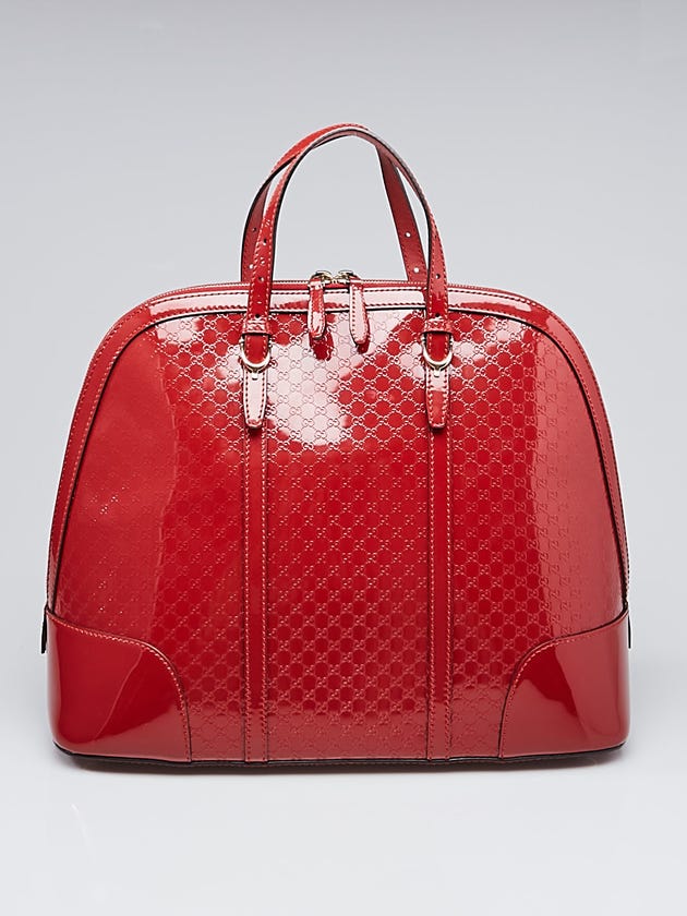 Gucci Red Microguccissima Patent Leather Nice Large Top Handle Bag