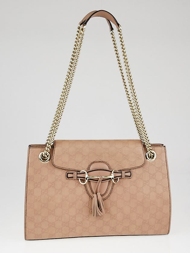 Gucci Light Pink Guccissima Leather Emily Original Chain Large Shoulder Bag
