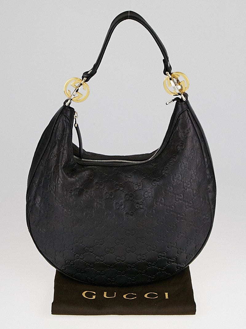 Gucci Black Guccissima Twins Hobo Bag Leather ref.131341 - Joli Closet
