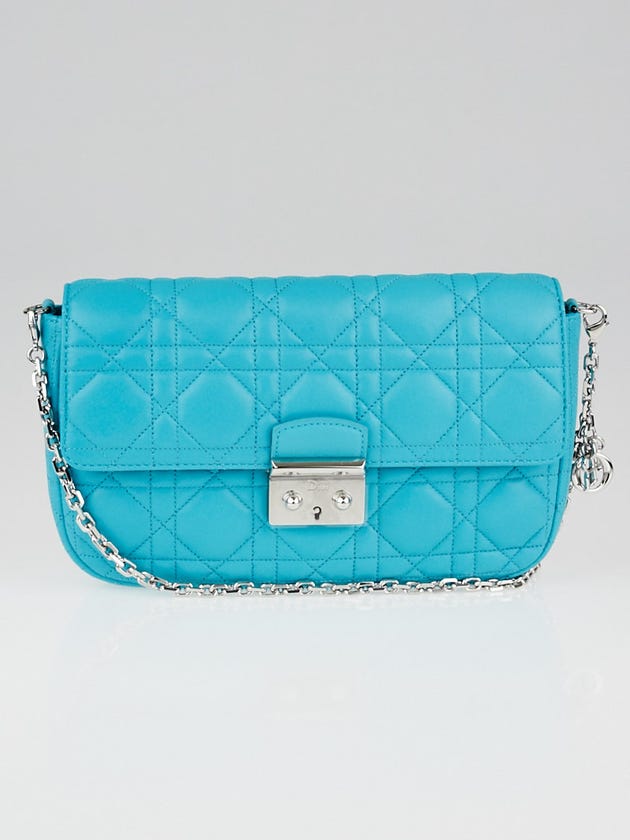 Christian Dior Turquoise Cannage Quilted Lambskin Leather Miss Dior Small Flap Bag