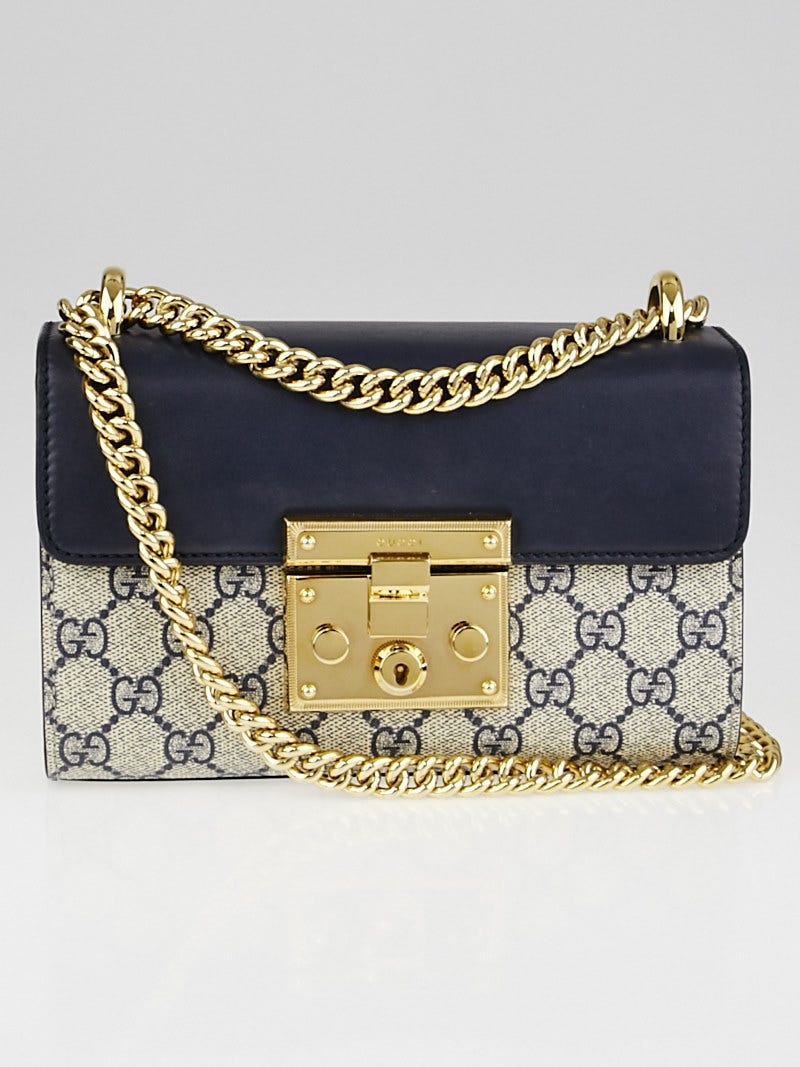 Gucci Navy Blue/Red GG Supreme Canvas and Leather Small Padlock