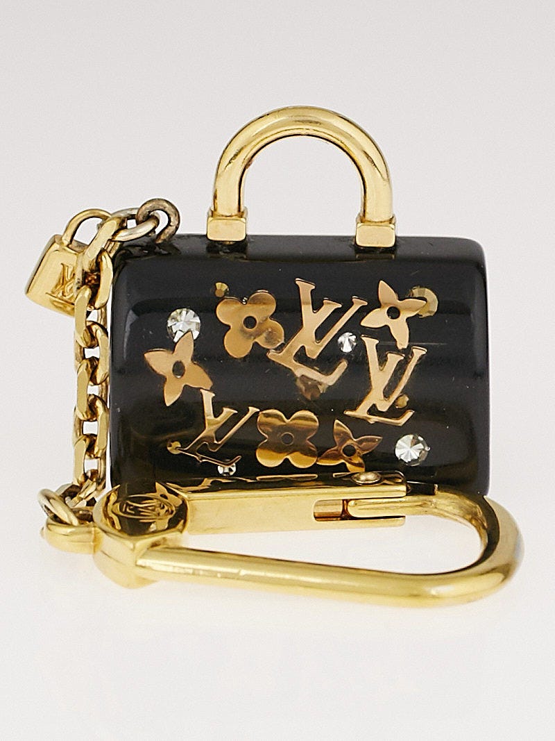 Louis Vuitton Goldtone Metal and Black Leather Very Key Holder and Bag Charm  - Yoogi's Closet
