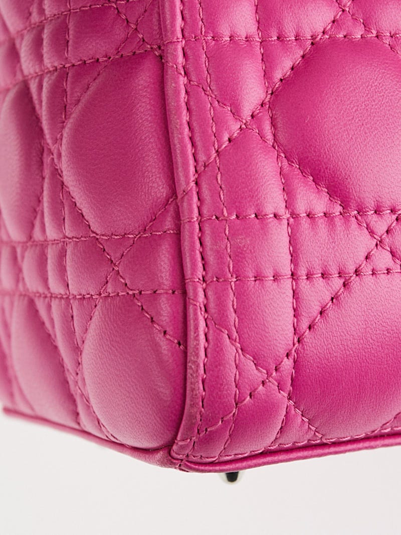 Christian Dior Fuchsia Cannage Quilted Lambskin Leather Medium Lady Dior  Bag - Yoogi's Closet