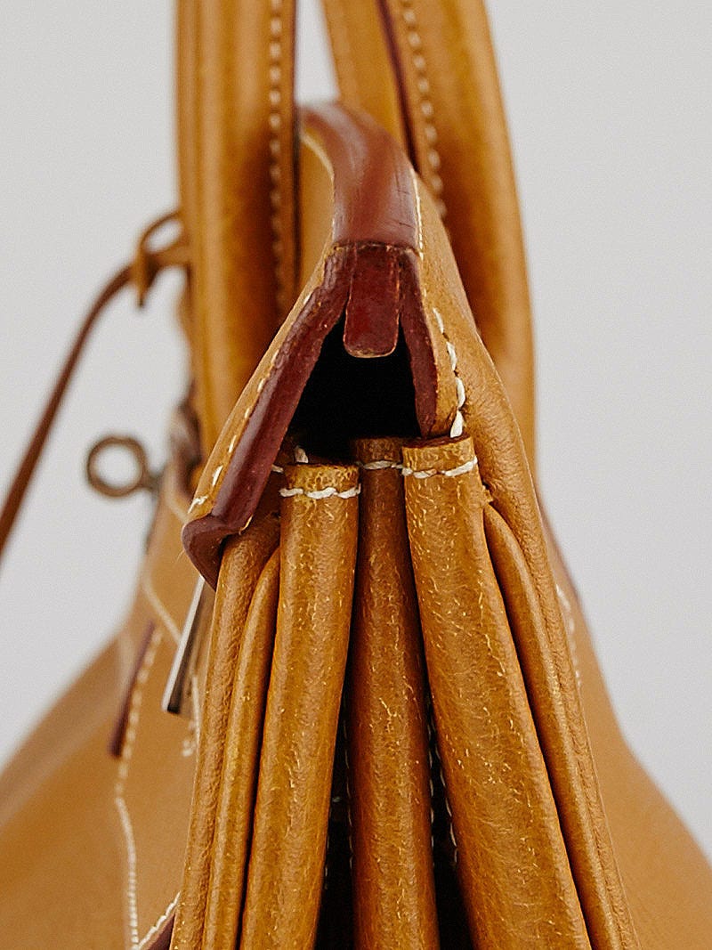 Hermes 40cm Natural Gold Ardennes Leather Gold Plated Birkin Bag