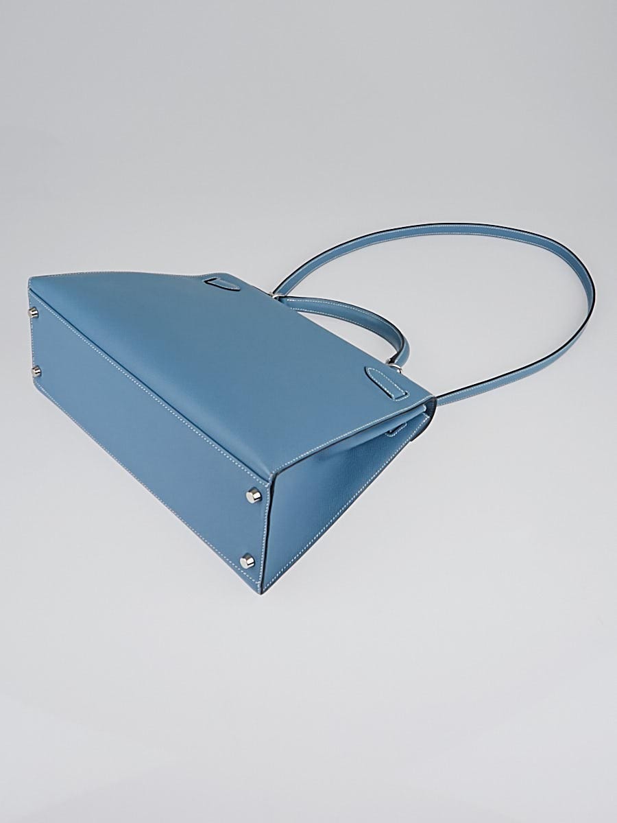 Kelly 32 Blue Sapphire Colour in Sellier Epsom Leather with palladium  hardware. Hermès. 2017., Handbags and Accessories Online, Ecommerce  Retail