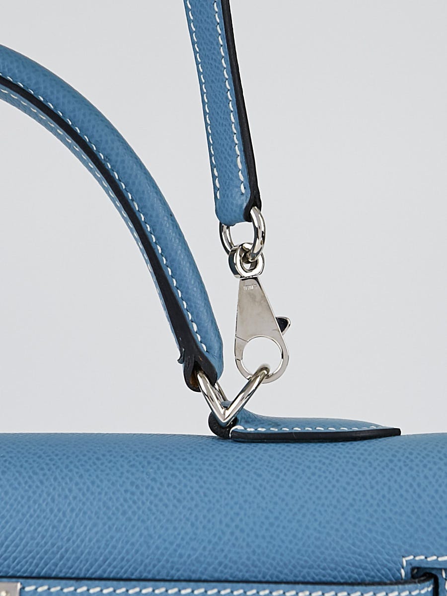 Hermes Kelly Handbag Blue Epsom with Palladium Hardware 32 Blue 9479517