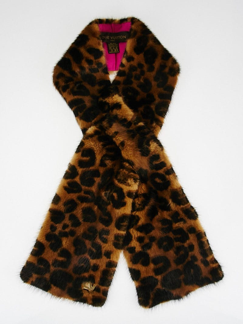 Louis Vuitton Leopard Print Vision Mink Stole - Yoogi's Closet