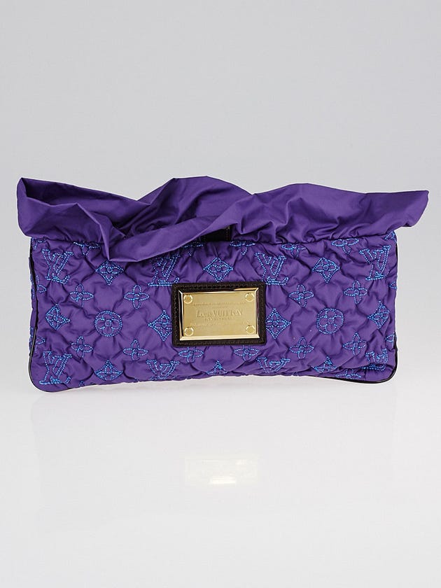 Louis Vuitton Limited Edition Purple Monogram Satin Devis Pochette Clutch Bag