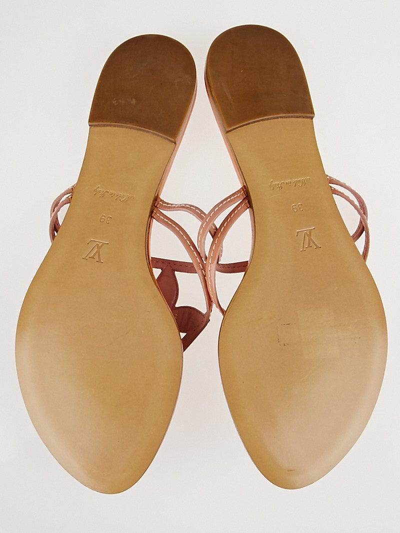 Louis Vuitton Pink Patent Leather Thong Sandals Size 8.5/39