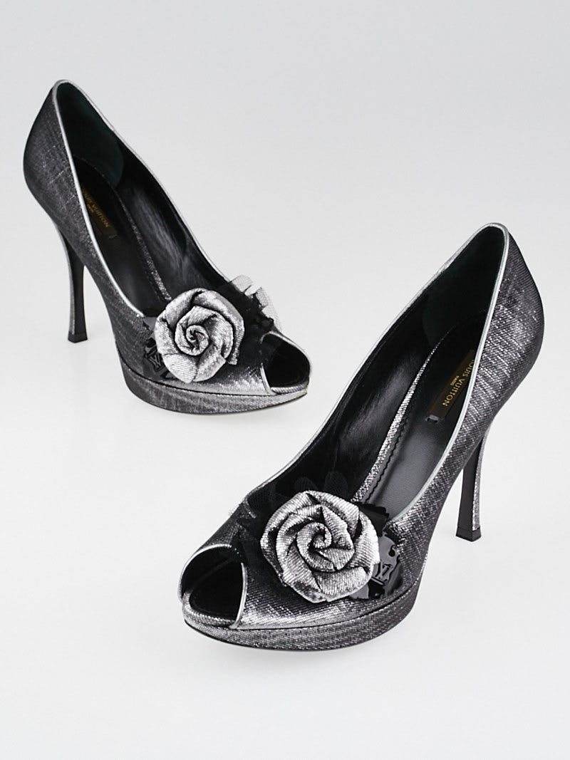 Womens Louis Vuitton Monogram Flower Platform Wedge Heel Shoes, sz EU 39