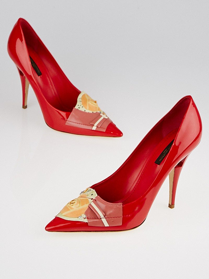 Louis Vuitton Eyeline Red Pump Heels pointed toe patent leather red Size 36