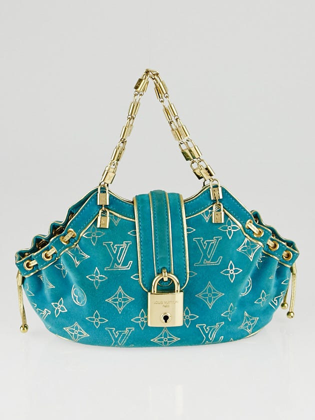 Louis Vuitton Limited Edition Turquoise Monogram Suede Theda PM Bag