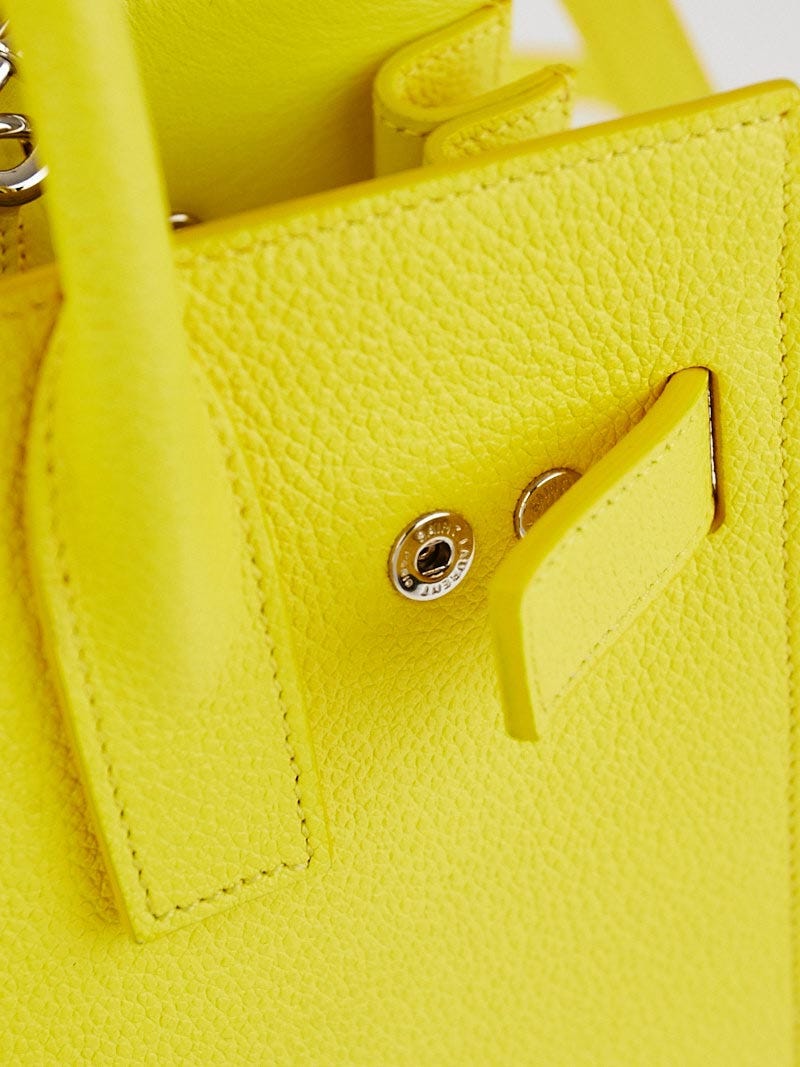 Yves Saint Laurent Yellow Pebbled Leather Nano Sac de Jour Bag