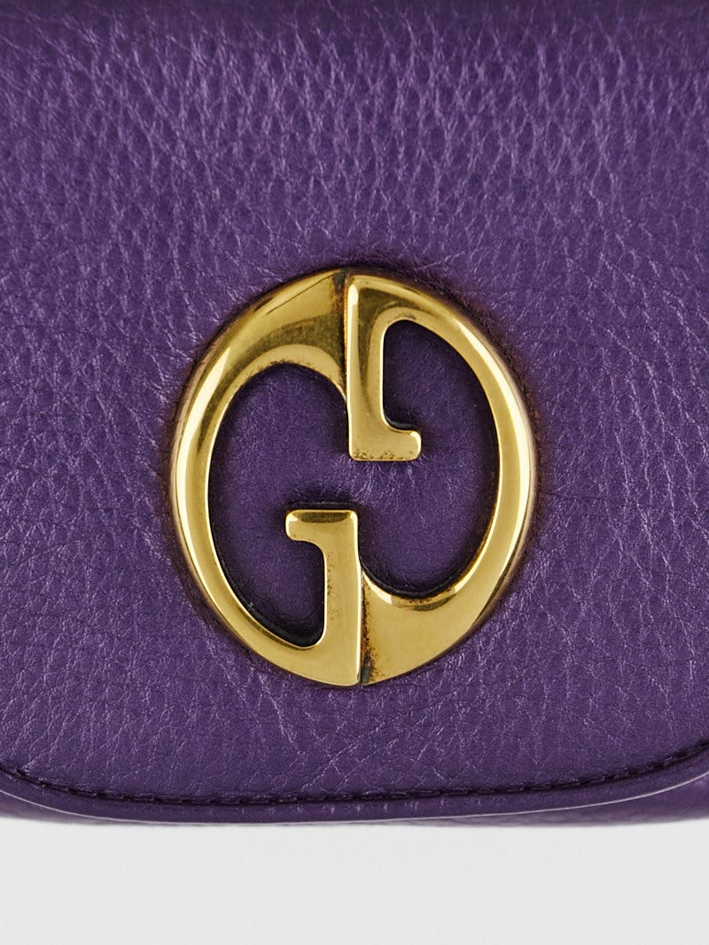 Gucci Metallic Purple Pebbled Leather '1973' Small Chain Shoulder