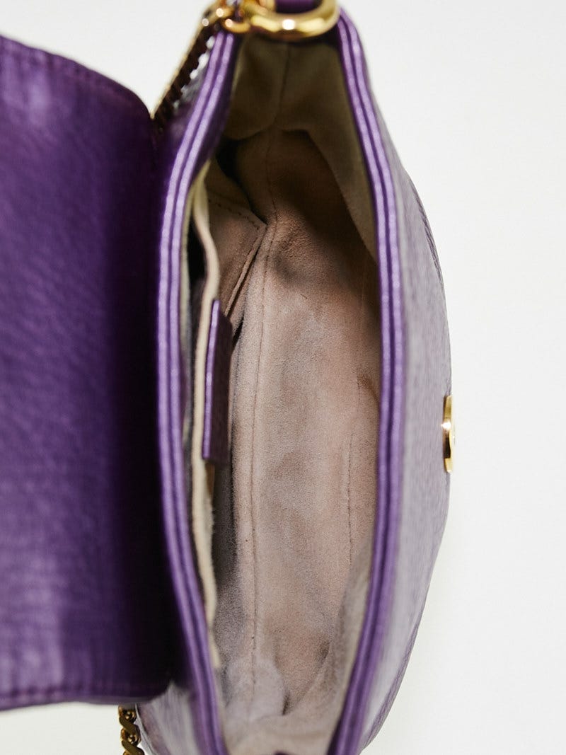 Gucci Metallic Purple Pebbled Leather '1973' Small Chain Shoulder
