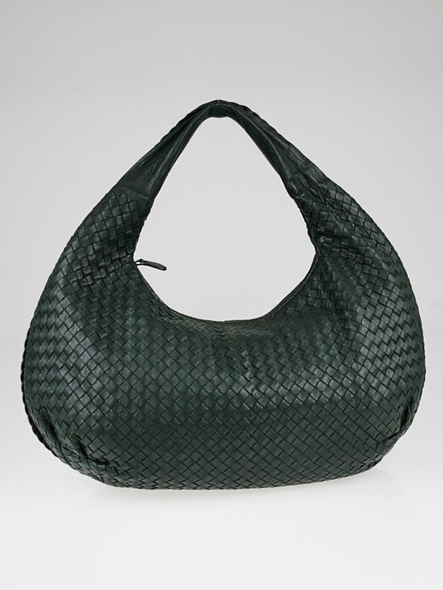 Bottega Veneta Bottle Green Intrecciato Woven Nappa Leather Large Belly Hobo Bag