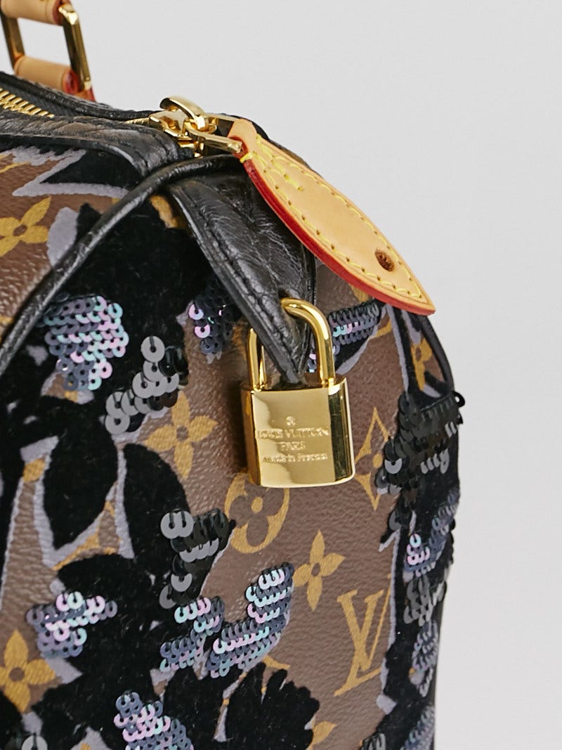 Louis Vuitton *Fleur de Jais* SPEEDY 30 Monogram Felt Floral Sequins  *LIMITED*!!