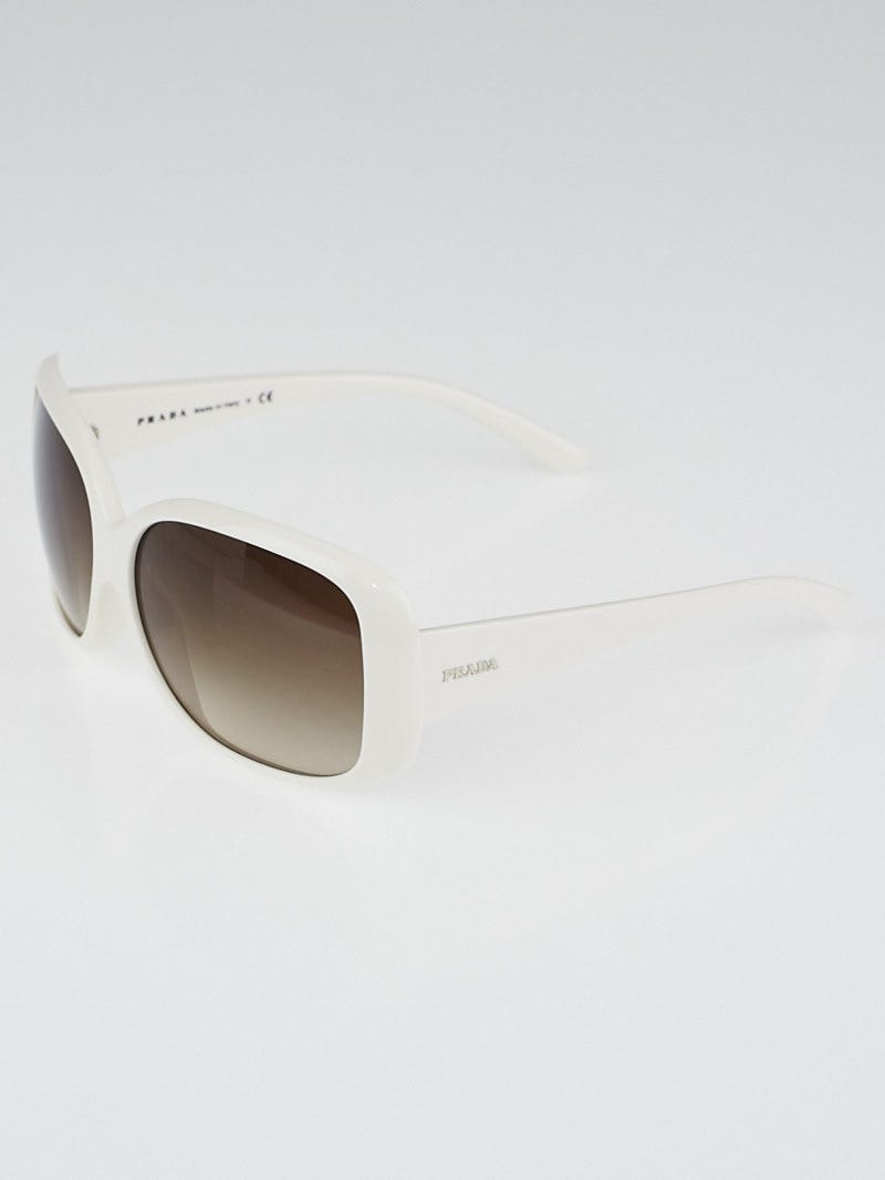 PRADA プラダ サングラス ビッグフレーム SPR25N ホワイト　白 Prada White Acetate Frame Gradient Tint Square Sunglasses-SPR25N