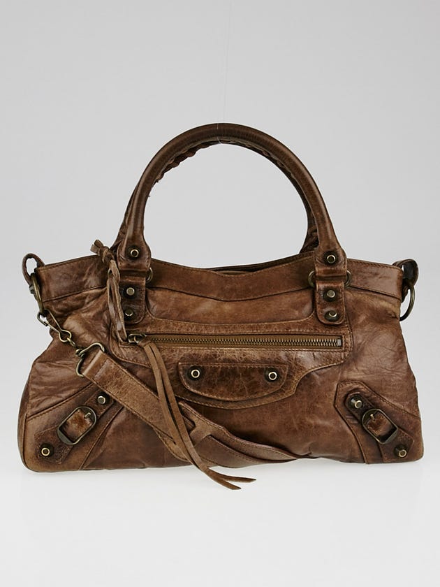 Balenciaga Marron Chevre Leather Motorcycle First Bag