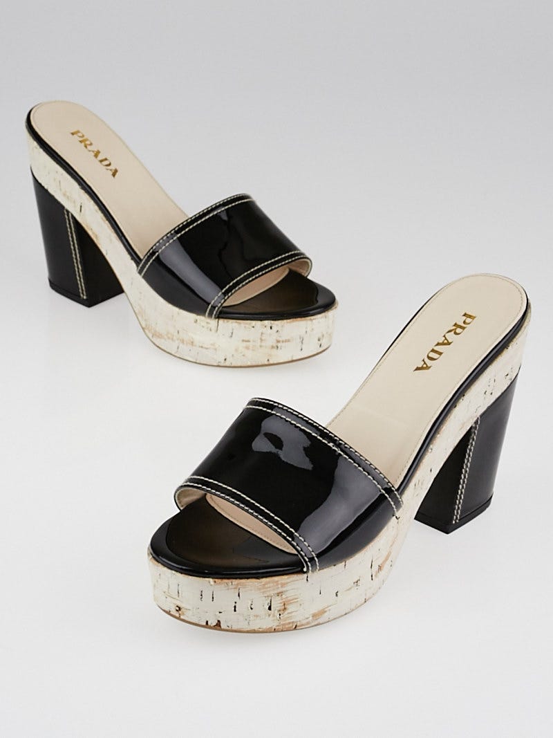 Monolith padded leather platform sandals in black - Prada | Mytheresa