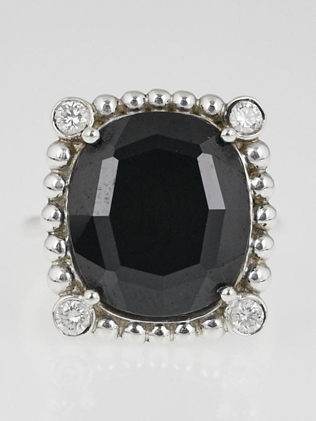 Tiffany & Co. Sterling Silver Black Spinel Ziegfeld Ring Size 4