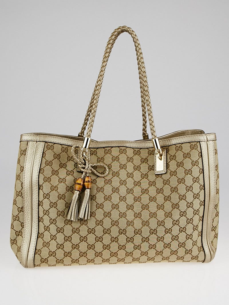 Gucci Beige/Gold GG Canvas Bella Tote Bag | Yoogi's Closet