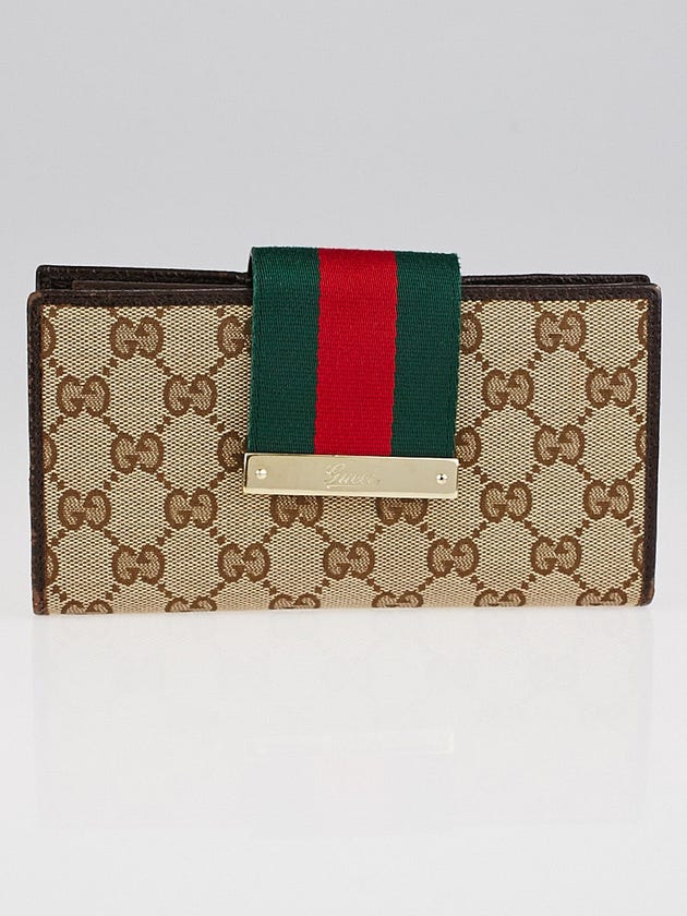 Gucci Beige/Ebony GG Canvas Vintage Web Continental Long Wallet